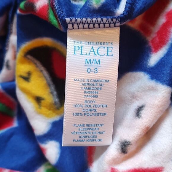 New The Children's Place 0-3 Months Christmas Fleece‎ Footed One Piece Pajama - Picture 6 of 7
